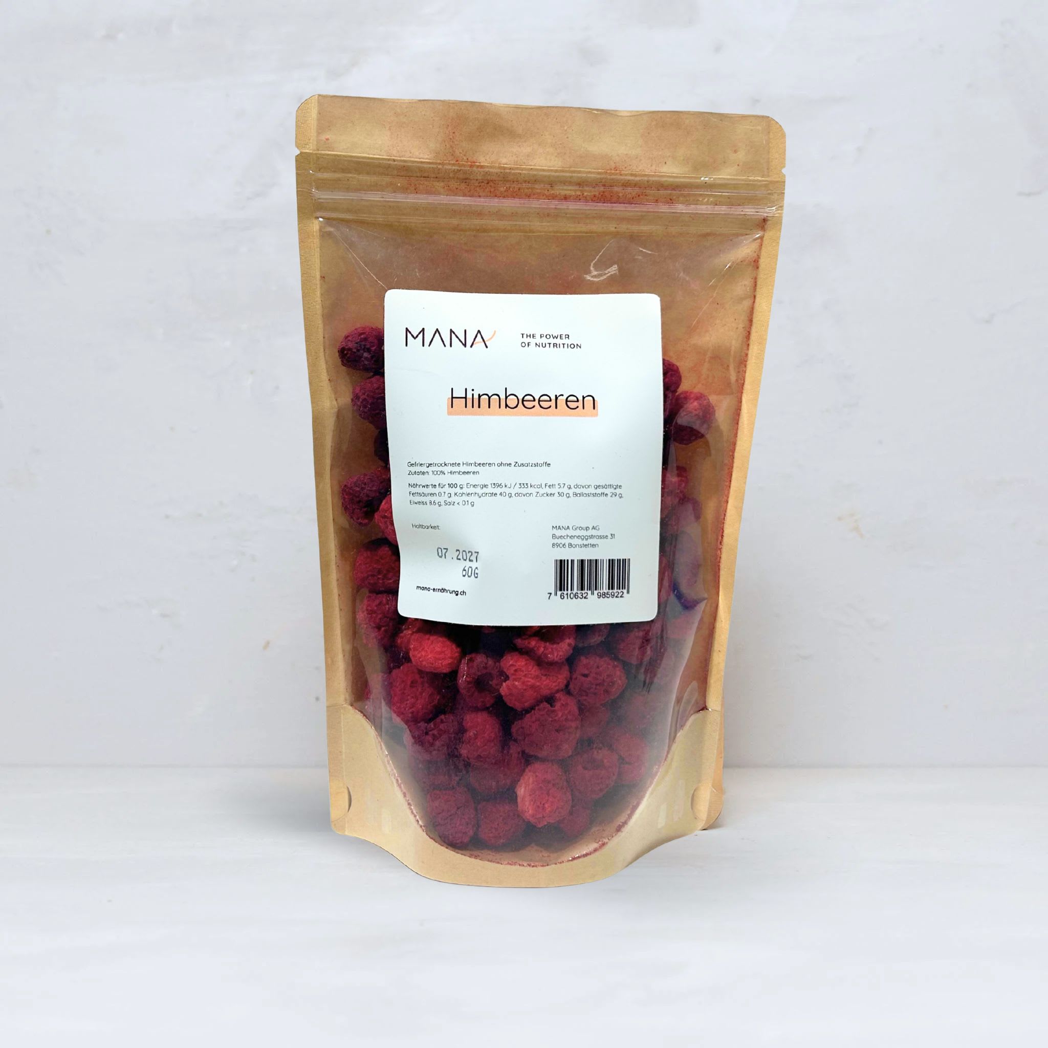 Gefriergetrocknete Himbeeren